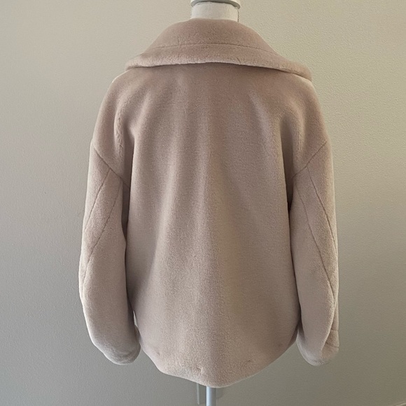 Nordstrom cream faux fur pea coat neutral treasure & bond teddy jacket Small - Picture 4 of 16